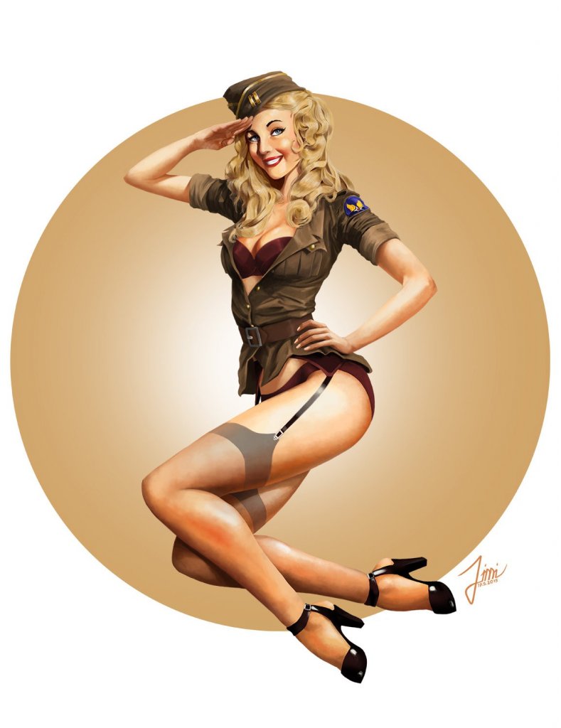 world war II style pin up poster