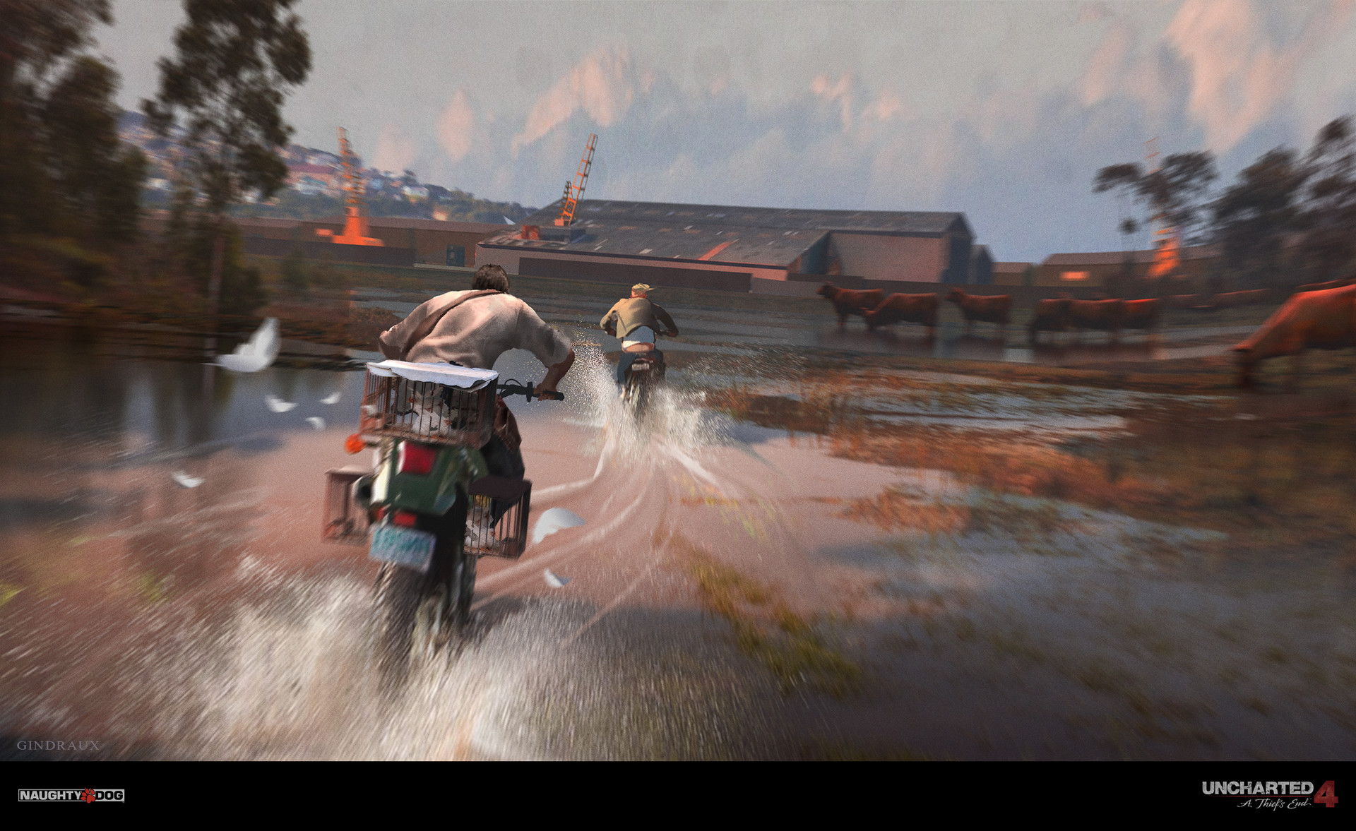 Nick Gindraux Digital Painting Concept art Uncharted 4 Motocycle Chase