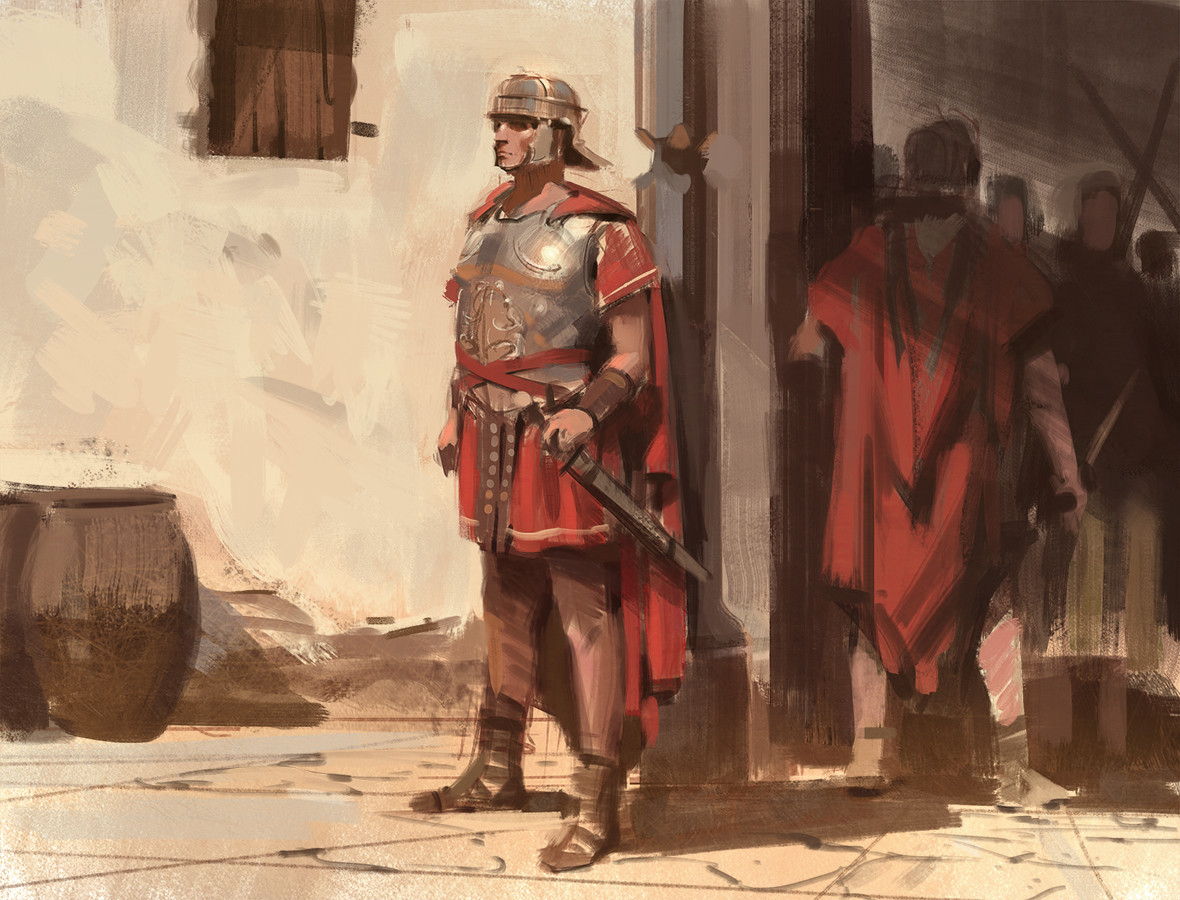 Nick Gindraux Digital Painting Sketch Roman Guard