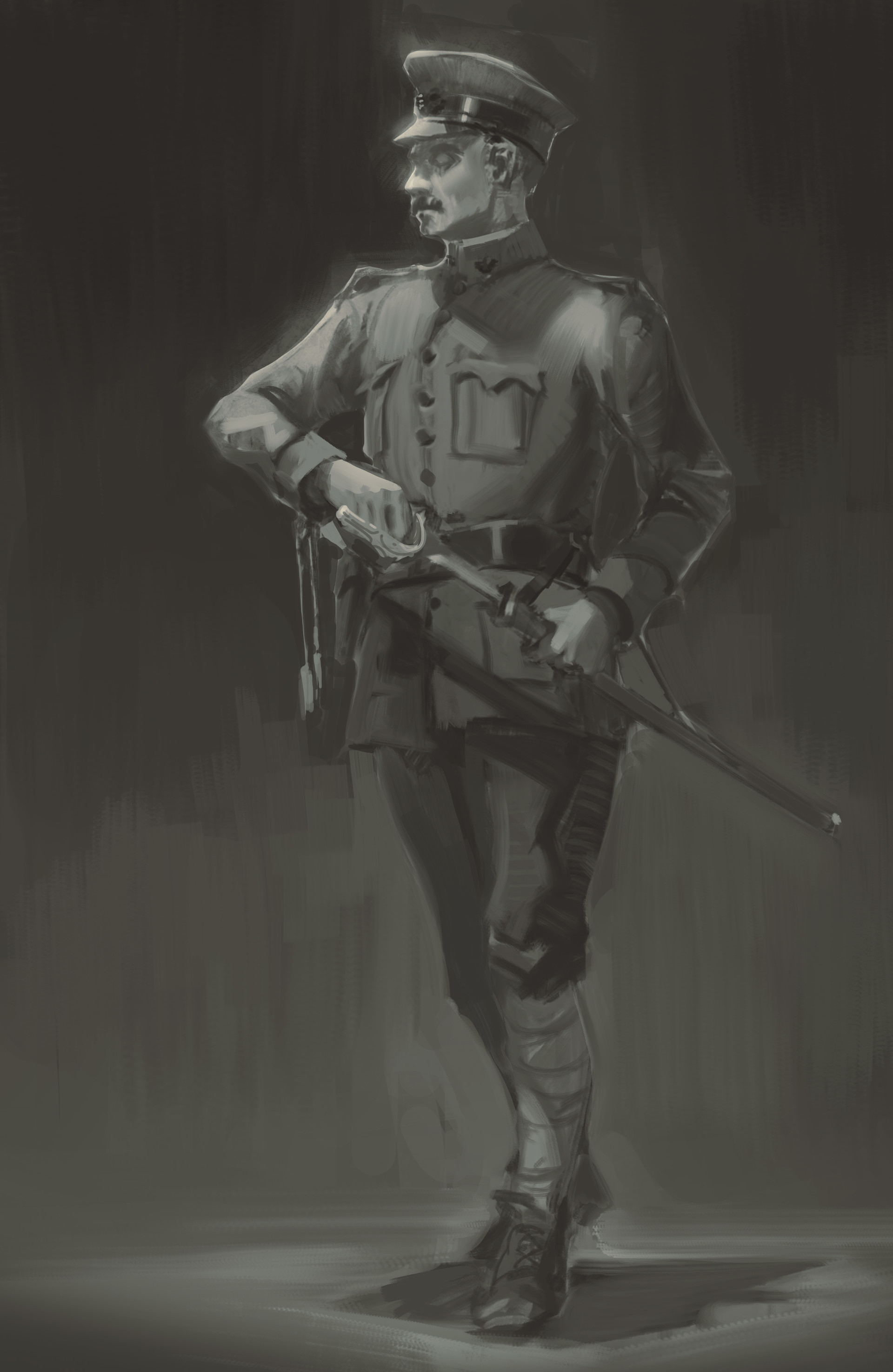 Nick Gindraux Digital Painting Sketch American Officer 1918