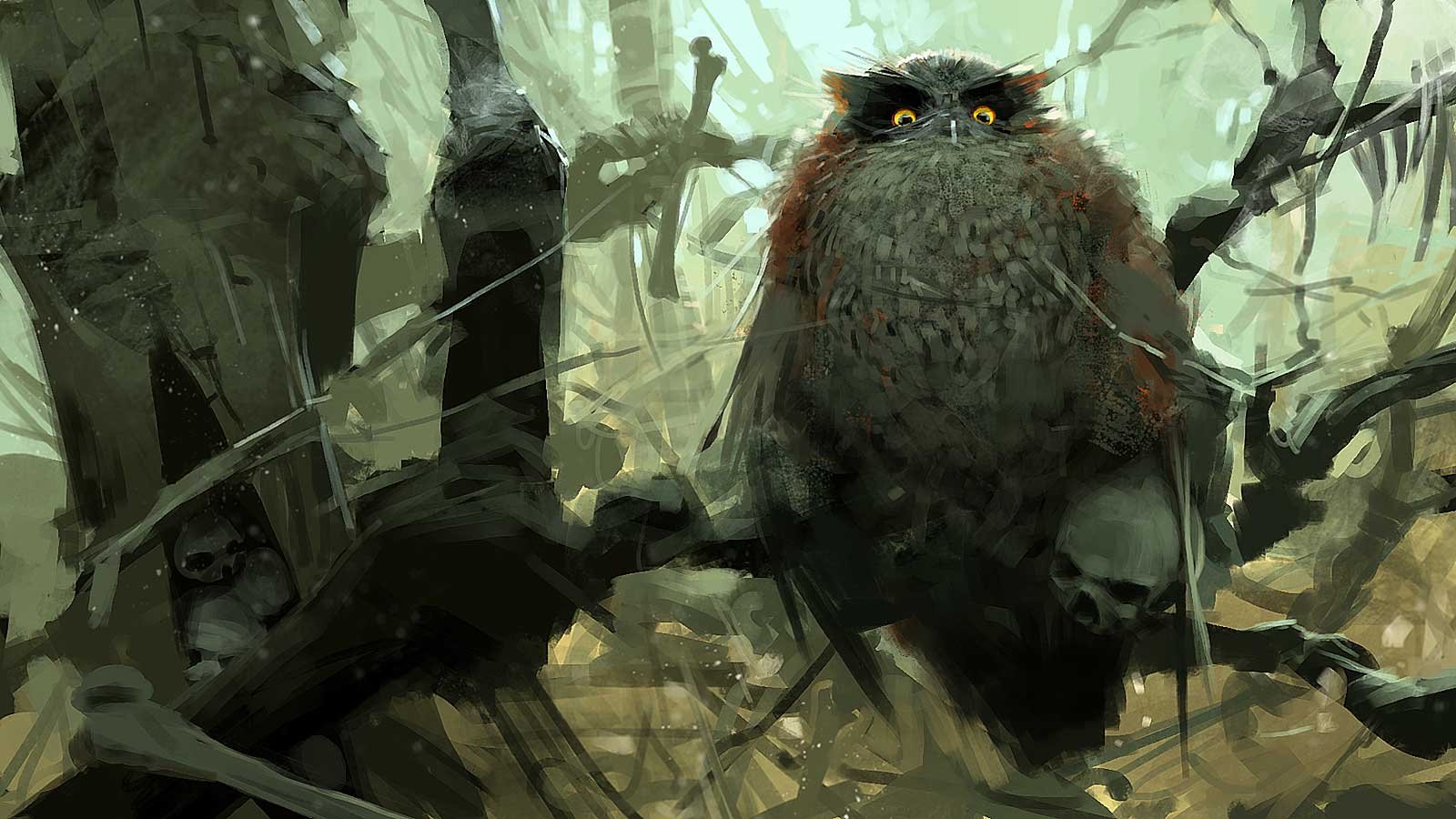 Sergey Kolesov Digital Painting Illustration Personal Work Big Owl 