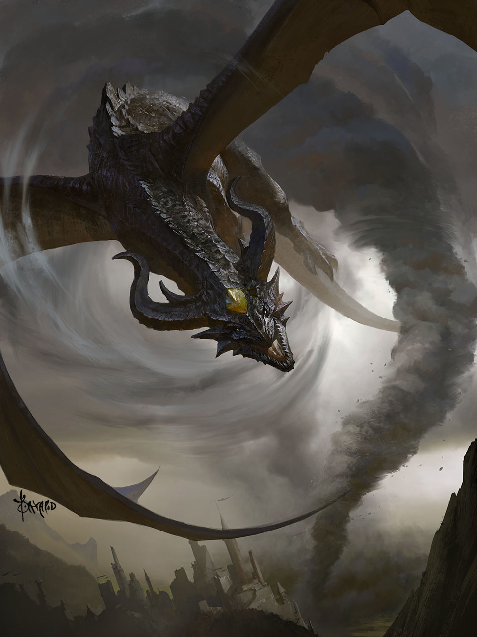 Bayard Wu Digital Painting Illustration Fantasy Dragon Storm