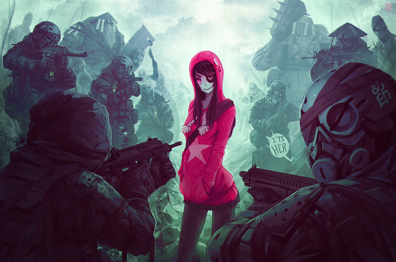 Deadslug_digital_painting_illustration_pink_girl_soldiers