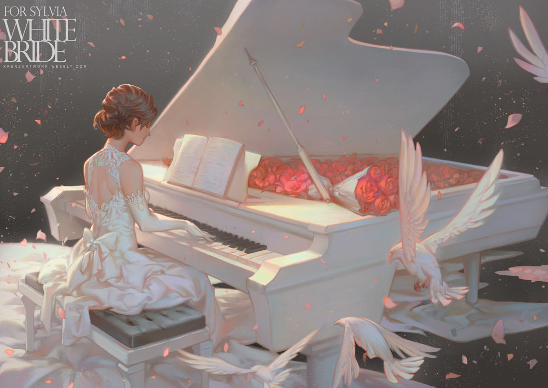 Krenz_Cushart_digital_painting_illustration_bride_piano_scenery