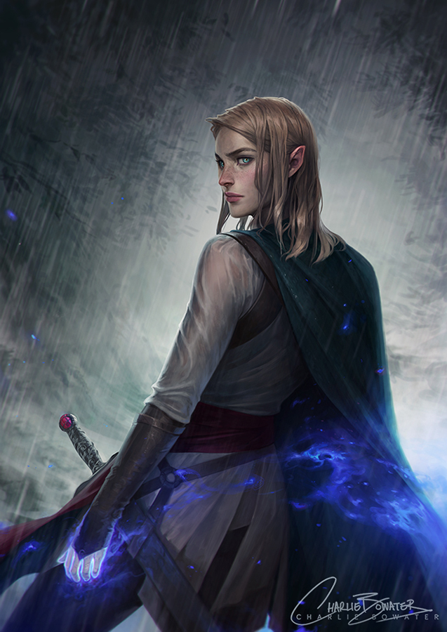 Charlie_Bowater_digital_painting_illustration_rain_magic_warrior_girl