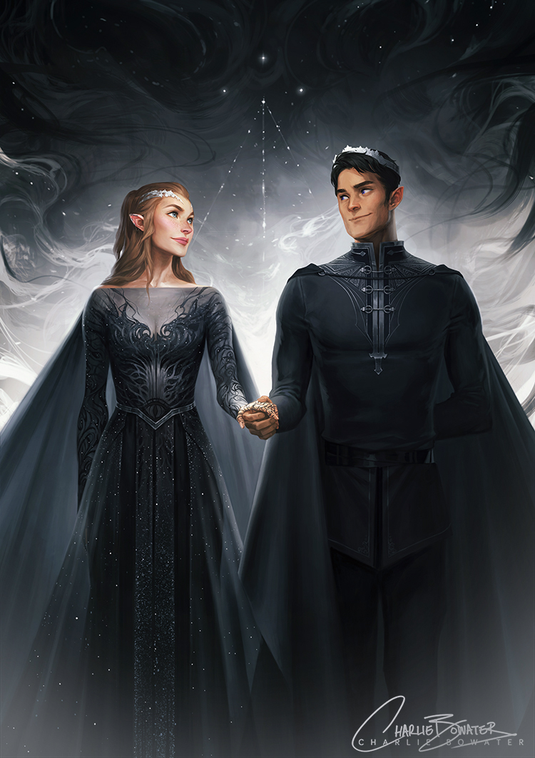 Charlie_Bowater_digital_painting_illustration_couple_silver_royal_elves