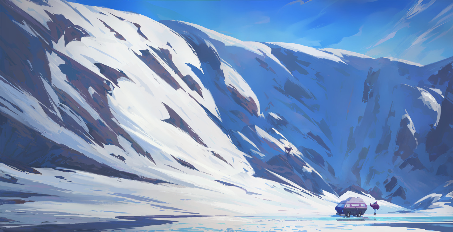 inspiration hebdo digital painting Slawek Fedorczuk landscape mountains snow