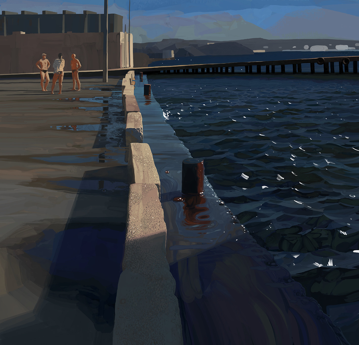 Andrey Surnov Digital Painting Dock Sea Sun