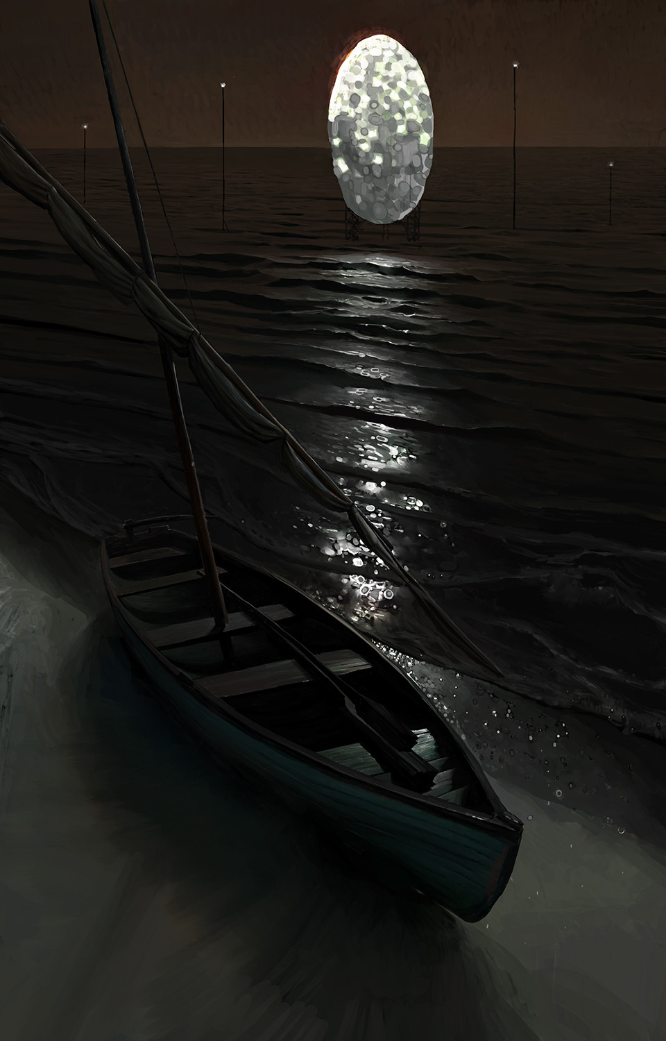Andrey Surnov Digital Painting Boat Light Night