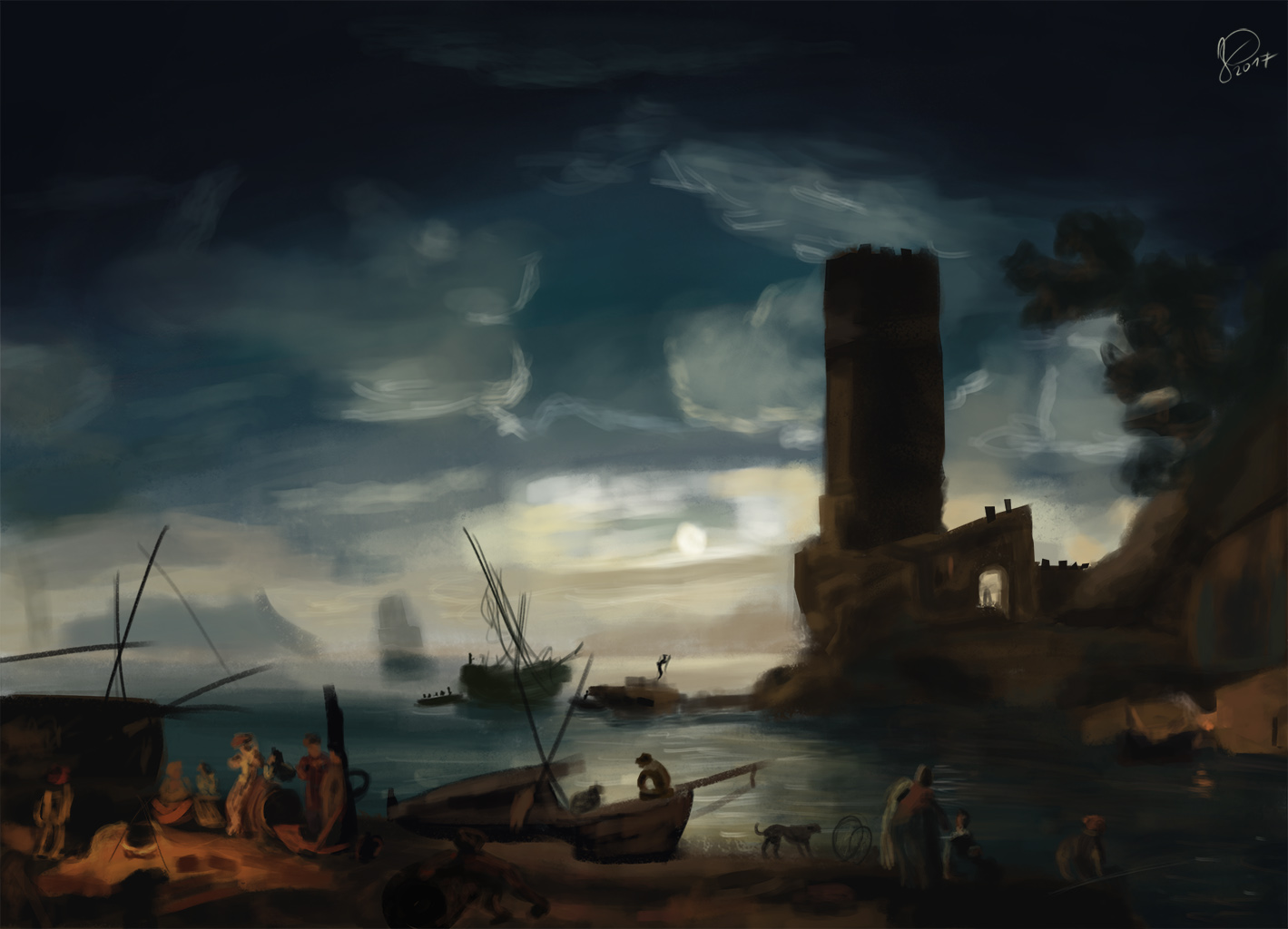 018-17_Etude-Nuit_Scene-cote-mediterrane